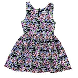 Necessary Objects Women’s Small Pink Orange Floral Sleeveless A-line Flare Dress